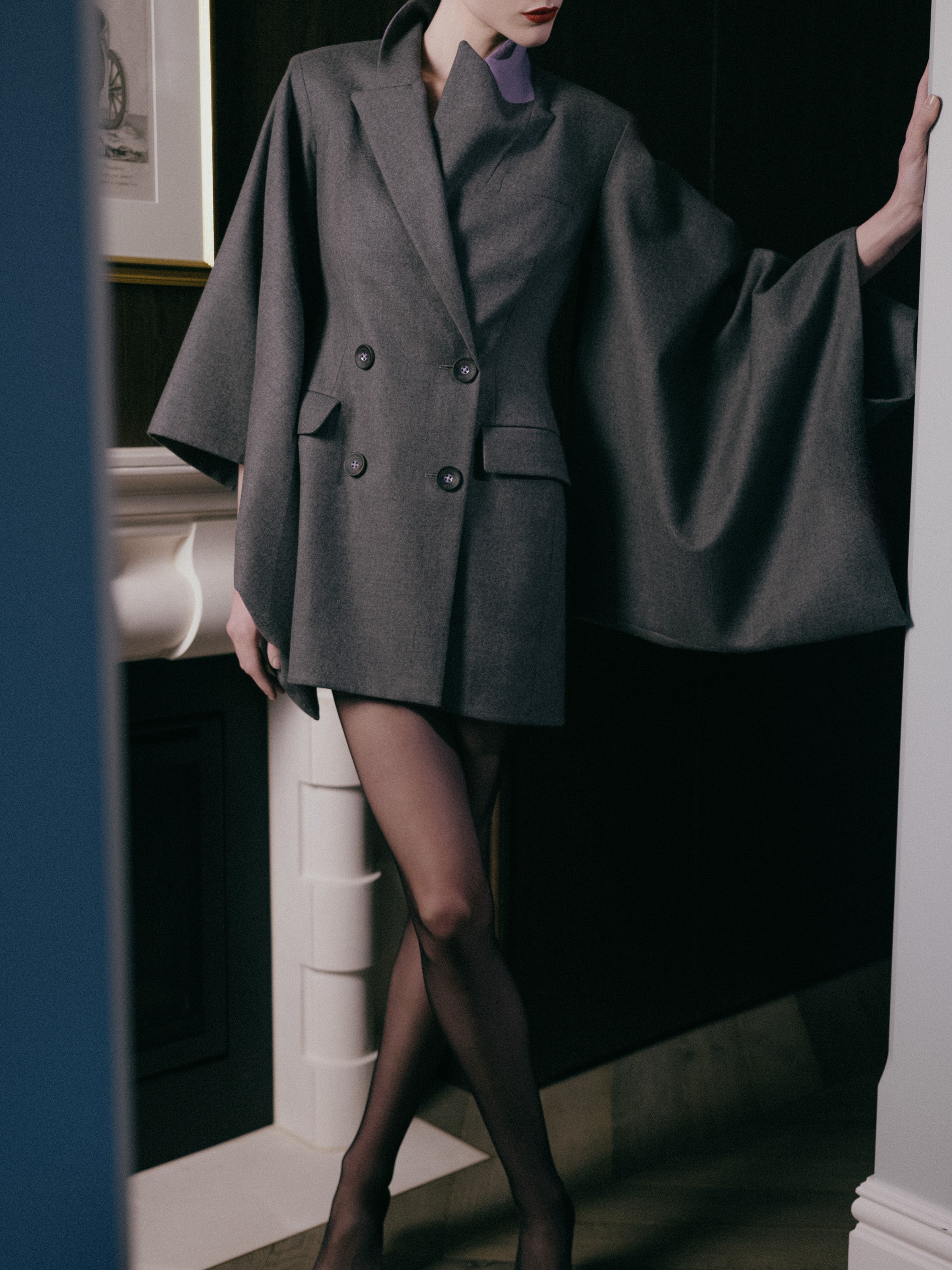 Naked with Stockings Blazer Dress - Grey Flannel